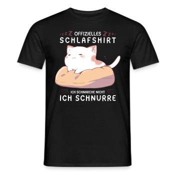 Offizielles Schlafshirt personalisiert mit Katze - Männer T-Shirt - Schwarz - Vorne - AI Model Male 178 light (178cm)