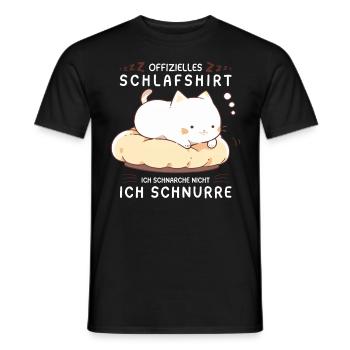Offizielles Schlafshirt personalisiert mit Katze - Männer T-Shirt - Schwarz - Vorne - AI Model Male 178 light (178cm)