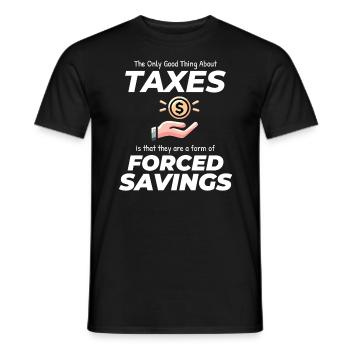 Rire de l’impôt : trouver amusant l’épargne forcée - T-shirt homme - noir - Devant - AI Model Male 178 light (178cm)