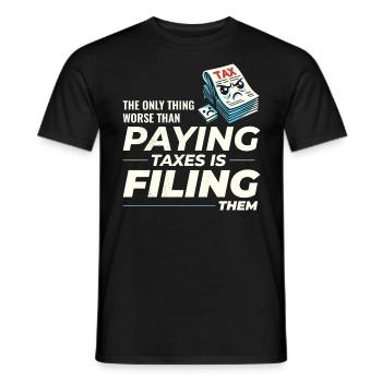 Umorismo tassativo: pagare e archiviare in modo divertente - T-shirt uomo - nero - Fronte - AI Model Male 178 light (178cm)