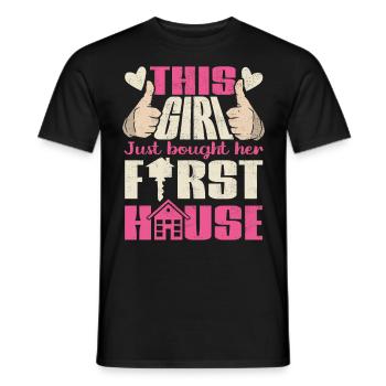 Cette fille vient d’acheter sa première maison - T-shirt homme - noir - Devant - AI Model Male 178 light (178cm)