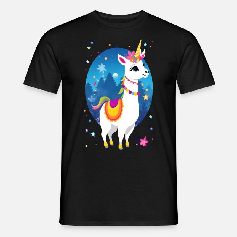 Lama Einhorn - Männer T-Shirt - Schwarz