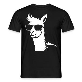 Lustiges Lama mit Sonnenbrille Coole Lamas - Männer T-Shirt - Schwarz - Vorne - AI Model Male 178 light (178cm)