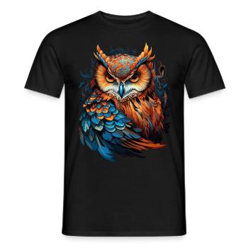 Eule Vogel Ornament Natur Uhu Mystisch Bunt Kunst - Männer T-Shirt - Schwarz - Vorne - AI Model Male 178 light (178cm)