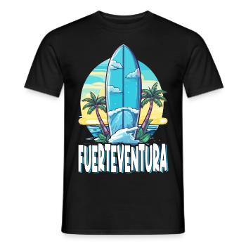 Fuerteventura Surfing Surfboard Palm Trees Island Summer - Men's T-Shirt - black - Front - AI Model Male 178 light (178cm)