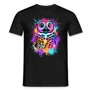 Eule Bunte Graffiti Eule - Männer T-Shirt - Schwarz - Vorne - AI Model Male 178 light (178cm)