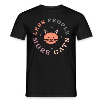 Less People More Cats - Lustige Katzen Mama Retro - Männer T-Shirt - Schwarz - Vorne - AI Model Male 178 light (178cm)