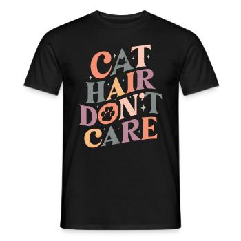 Cat Hair don't care - Lustige Katzen Mama Retro - Männer T-Shirt - Schwarz - Vorne - AI Model Male 178 light (178cm)