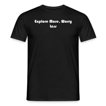 Wandern - Explore More, Worry Less - Männer T-Shirt - Schwarz - Vorne - AI Model Male 178 light (178cm)