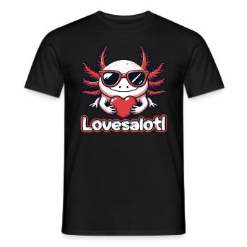 Saint Valentin coeur amour axolotl LOVESALOTL - T-shirt homme - noir - Devant - AI Model Male 178 light (178cm)