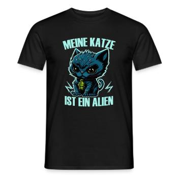Mon chat est un extraterrestre, humour, fun, fun, cool, - T-shirt homme - noir - Devant - AI Model Male 178 light (178cm)