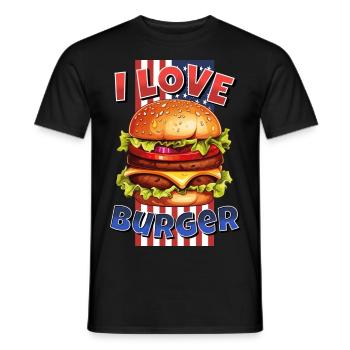 I Love Burger Hamburger Cheeseburger Fast Food USA - Männer T-Shirt - Schwarz - Vorne - AI Model Male 178 light (178cm)