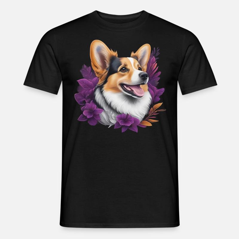 Corgi Kopf - Männer T-Shirt - Schwarz