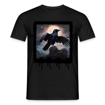 Mystic Crow - Big Raven in Moonlight Picture - Men's T-Shirt - black - Front - AI Model Male 178 light (178cm)
