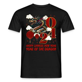 Année du Dragon 2024 Chine Fan Drachenjahr - T-shirt homme - noir - Devant - AI Model Male 178 light (178cm)