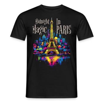 Paris, Eiffel Tower, France, City, Skyline, Night - Men's T-Shirt - black - Front - AI Model Male 178 light (178cm)