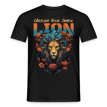 lion, lion head, strong, wild, pride, brave, royal, - Men's T-Shirt - black - Front - AI Model Male 178 light (178cm)