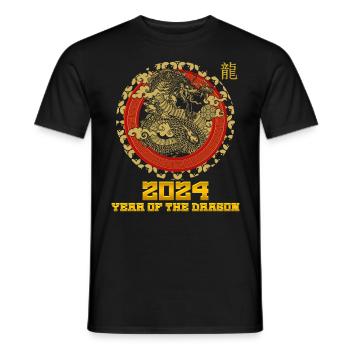 2024 Year of the Dragon Chinesisches Neujahr - Männer T-Shirt - Schwarz - Vorne - AI Model Male 178 light (178cm)