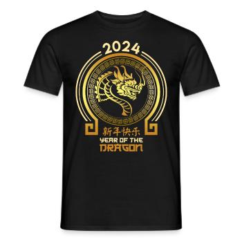 2024 Year of the Dragon Silvester Chinesisches - Männer T-Shirt - Schwarz - Vorne - AI Model Male 178 light (178cm)