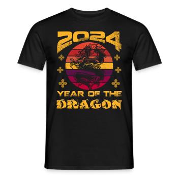 Année du Dragon 2024 Chine Fan Drachenjahr - T-shirt homme - noir - Devant - AI Model Male 178 light (178cm)