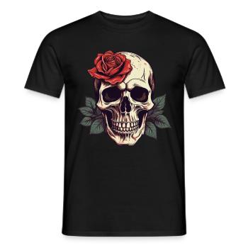Totenkopf Rose Ästhetik Grunge Goth Totenkopf - Männer T-Shirt - Schwarz - Vorne - AI Model Male 178 light (178cm)
