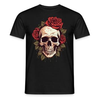 Tête de mort Roses esthétique Grunge Goth tête de mort - T-shirt homme - noir - Devant - AI Model Male 178 light (178cm)