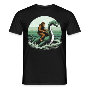 Bigfoot Reitet Loch Ness - Männer T-Shirt - Schwarz - Vorne - AI Model Male 178 light (178cm)