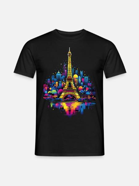 Paris Eiffelturm Frankreich Stadt Skyline Nacht - Männer T-Shirt - Schwarz