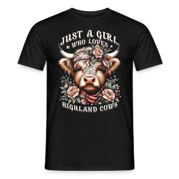 Juste une fille qui aime les vaches Highland - T-shirt homme - noir - Devant - AI Model Male 178 light (178cm)