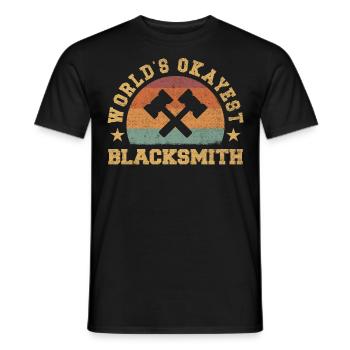 Retro World's Okayest Blacksmith - Men's T-Shirt - black - Front - AI Model Male 178 light (178cm)