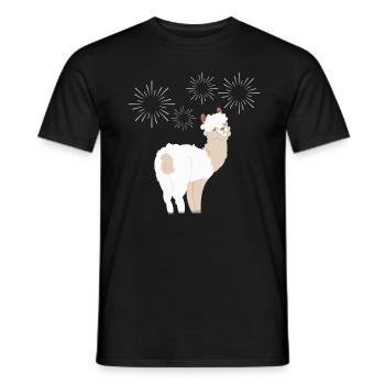 Réveillon du Nouvel An - Bonne Année - Alpaga - T-shirt homme - noir - Devant - AI Model Male 178 light (178cm)