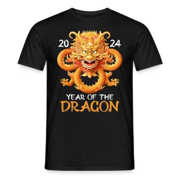 2024 Année du Dragon Nouvel An chinois - T-shirt homme - noir - Devant - AI Model Male 178 light (178cm)