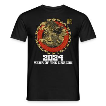 2024 Year of the Dragon Chinesisches Neujahr - Männer T-Shirt - Schwarz - Vorne - AI Model Male 178 light (178cm)