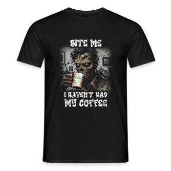 Bite Me - I Havent Had My Coffee Vintage Zombie A - Men's T-Shirt - black - Front - AI Model Male 178 light (178cm)