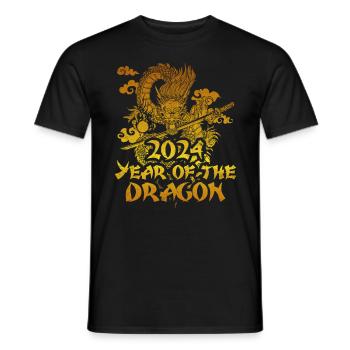 Année du Dragon 2024 Chine Fan Drachenjahr - T-shirt homme - noir - Devant - AI Model Male 178 light (178cm)
