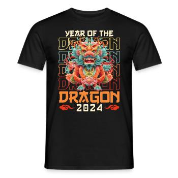 2024 Année du Dragon Nouvel An chinois - T-shirt homme - noir - Devant - AI Model Male 178 light (178cm)