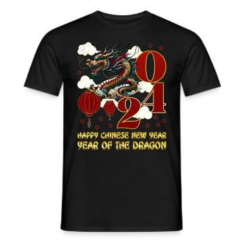 Année du Dragon 2024 Chine Fan Drachenjahr - T-shirt homme - noir - Devant - AI Model Male 178 light (178cm)