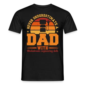 Husband Dad Hero Retro Mechatronics Engineer - Männer T-Shirt - Schwarz - Vorne - AI Model Male 178 light (178cm)