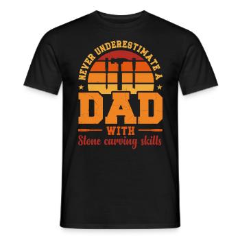 Husband Dad Hero Retro Stone Carver - Männer T-Shirt - Schwarz - Vorne - AI Model Male 178 light (178cm)