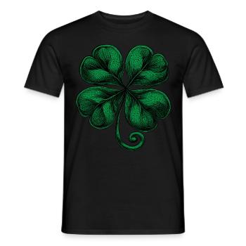 Trèfle vert à quatre feuilles - T-shirt homme - noir - Devant - AI Model Male 178 light (178cm)