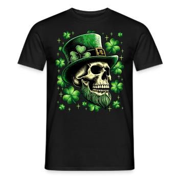 St. Patrick's Day Irish Skull - Men's T-Shirt - black - Front - AI Model Male 178 light (178cm)