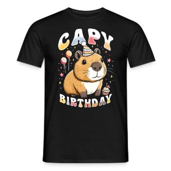 Capy Birthday - Men's T-Shirt - black - Front - AI Model Male 178 light (178cm)