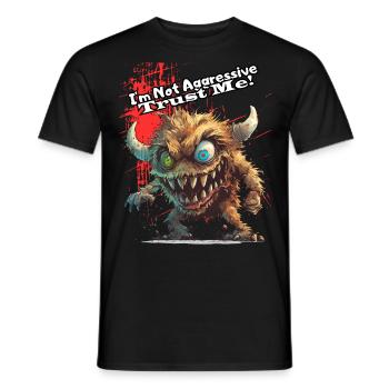 Je ne suis pas agressif croyez-moi, Humour, Spaß, Fun, - T-shirt homme - noir - Devant - AI Model Male 178 light (178cm)