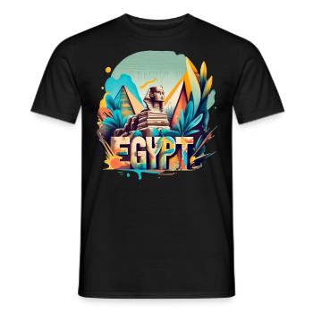 Egyptian Sphinx in Egypt with "egypt" writing - Men's T-Shirt - black - Front - AI Model Male 178 light (178cm)