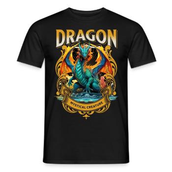 dragon, fantasy, magic, mysticism, mythology, creature - Men's T-Shirt - black - Front - AI Model Male 178 light (178cm)