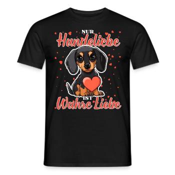 Hundeliebe Wahre Liebe - Lustige Dackel Liebe - Männer T-Shirt - Schwarz - Vorne - AI Model Male 178 light (178cm)