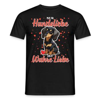 Hundeliebe Wahre Liebe - Lustige Dackel Liebe - Männer T-Shirt - Schwarz - Vorne - AI Model Male 178 light (178cm)