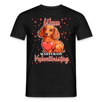 Wau Was für ein Valentinstag Lustiger Dackel Liebe - Männer T-Shirt - Schwarz - Vorne - AI Model Male 178 light (178cm)