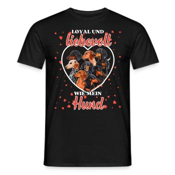 Loyal und liebevoll Hund - Lustiger Dackel Liebe - Männer T-Shirt - Schwarz - Vorne - AI Model Male 178 light (178cm)