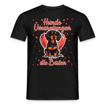 Hunde Umarmungen sind die Besten - Dackel Liebe - Männer T-Shirt - Schwarz - Vorne - AI Model Male 178 light (178cm)